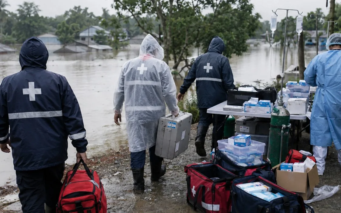 Healthcare workers leave cancelled across 11 flood-hit districts as govt deploys medical teams on ground