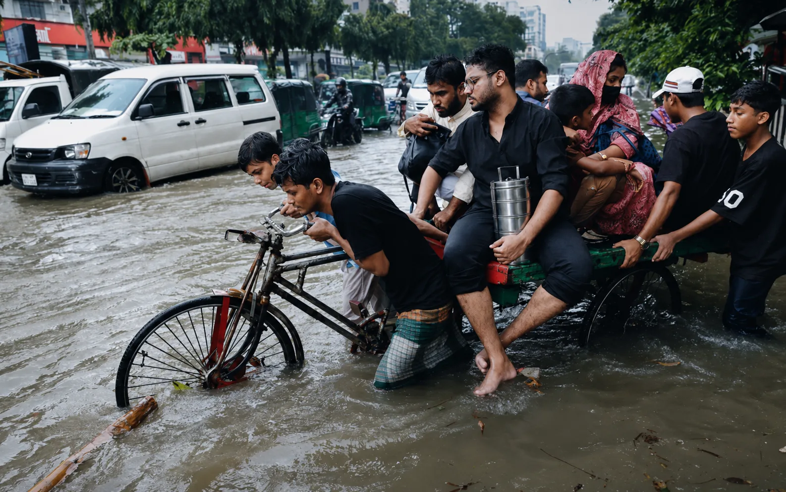 Even teachers struggled to reach HSC exam centres amid flooding yesterday
