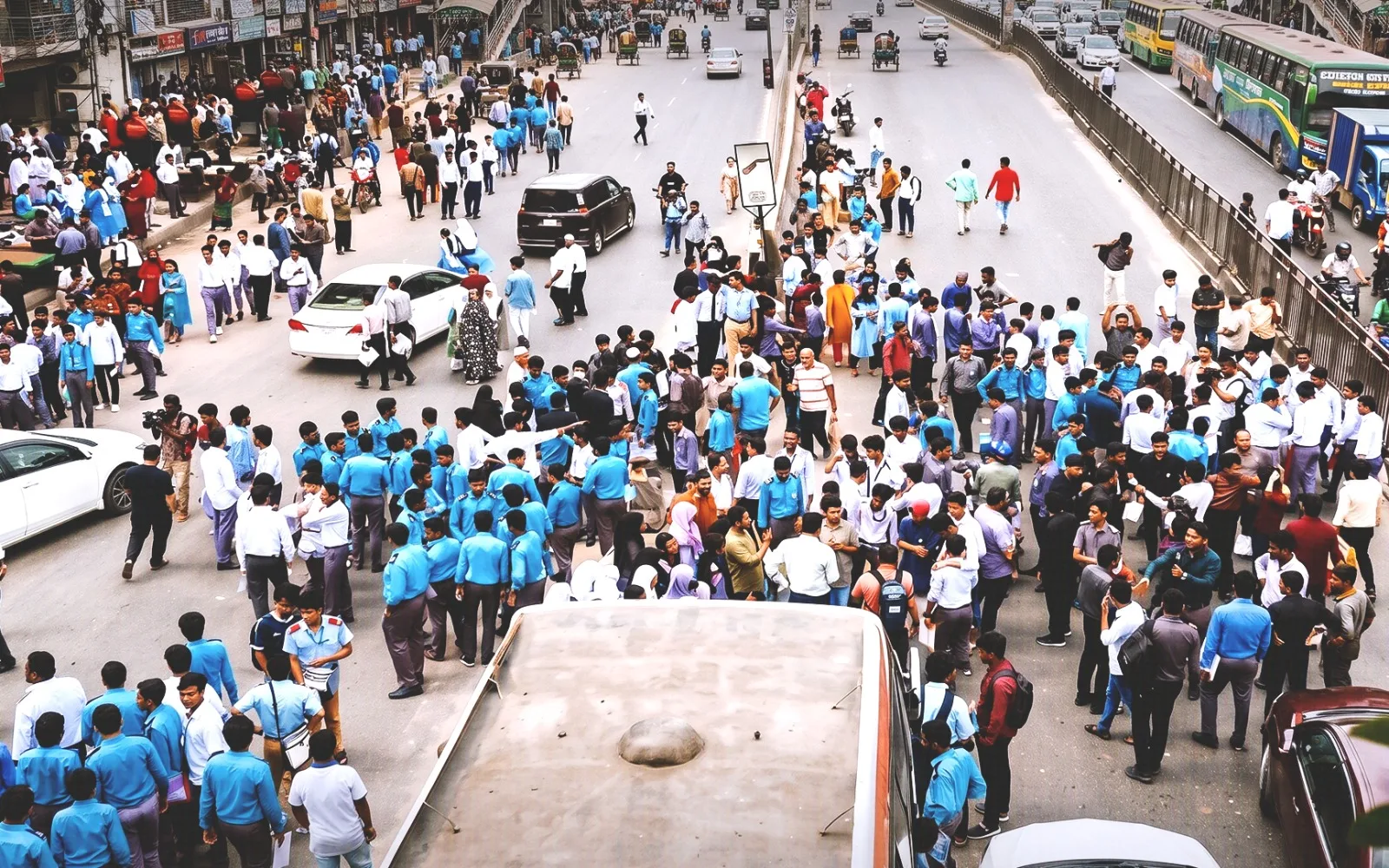 HSC examinees block Uttara road for 2nd day demanding Education Minister's resignation