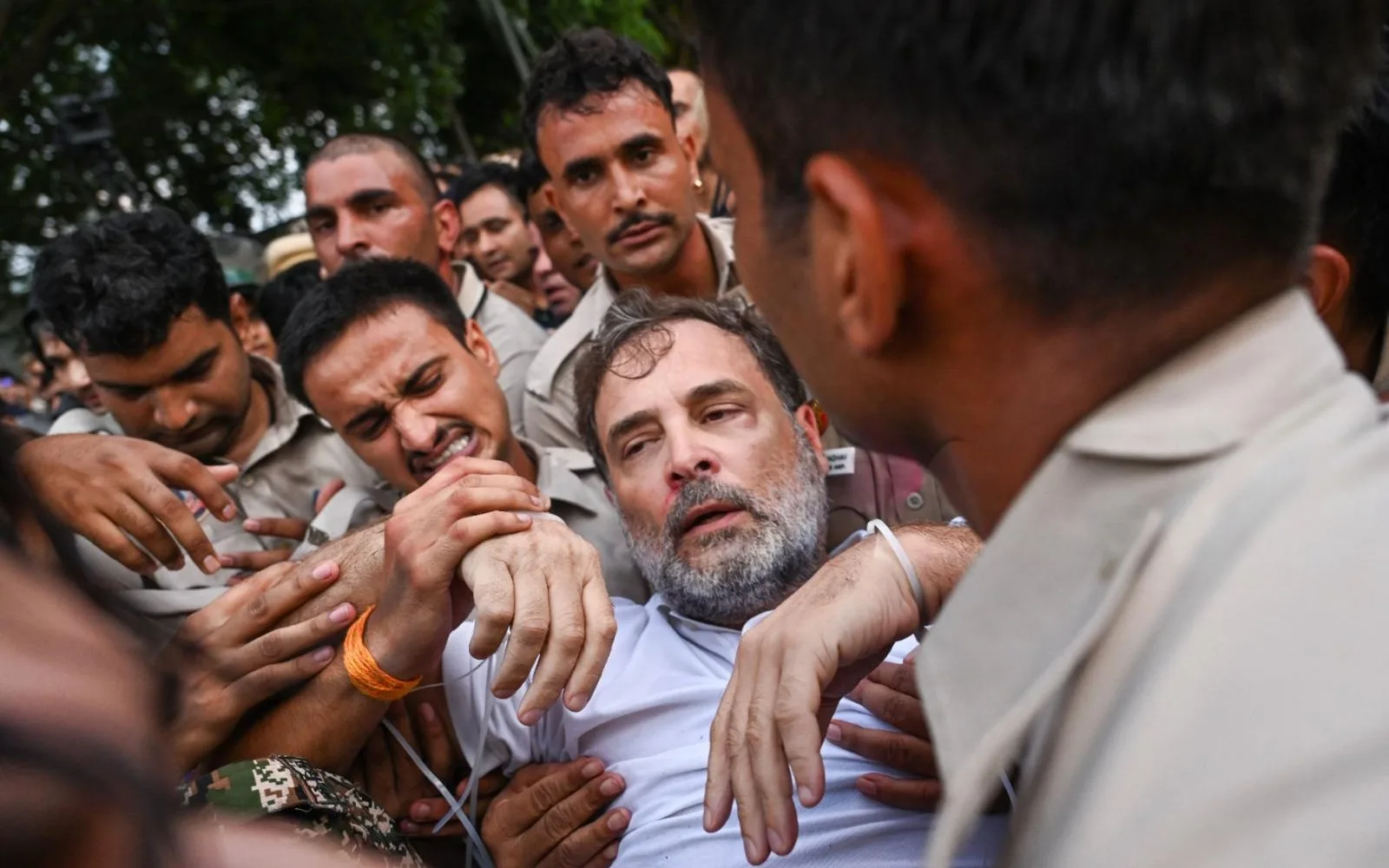 Police take Rahul Gandhi to undisclosed location after detaining him during protest near Modi's house