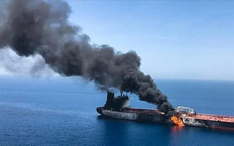 Oil tanker explodes after hitting mine in Strait of Hormuz, reports Iranian media