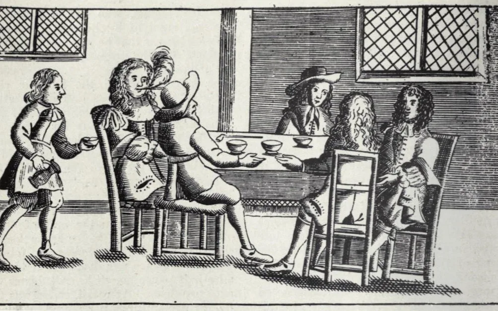 The earliest known image of a public coffee house (1674)