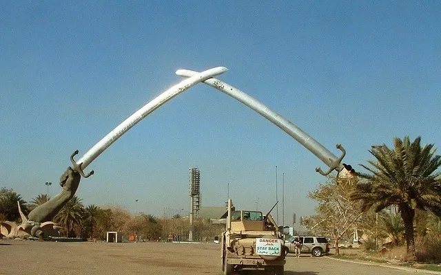 The Hands of Victory monument in Baghdad was built to commemorate Saddam Hussein's claimed victory in the Iran-Iraq War.