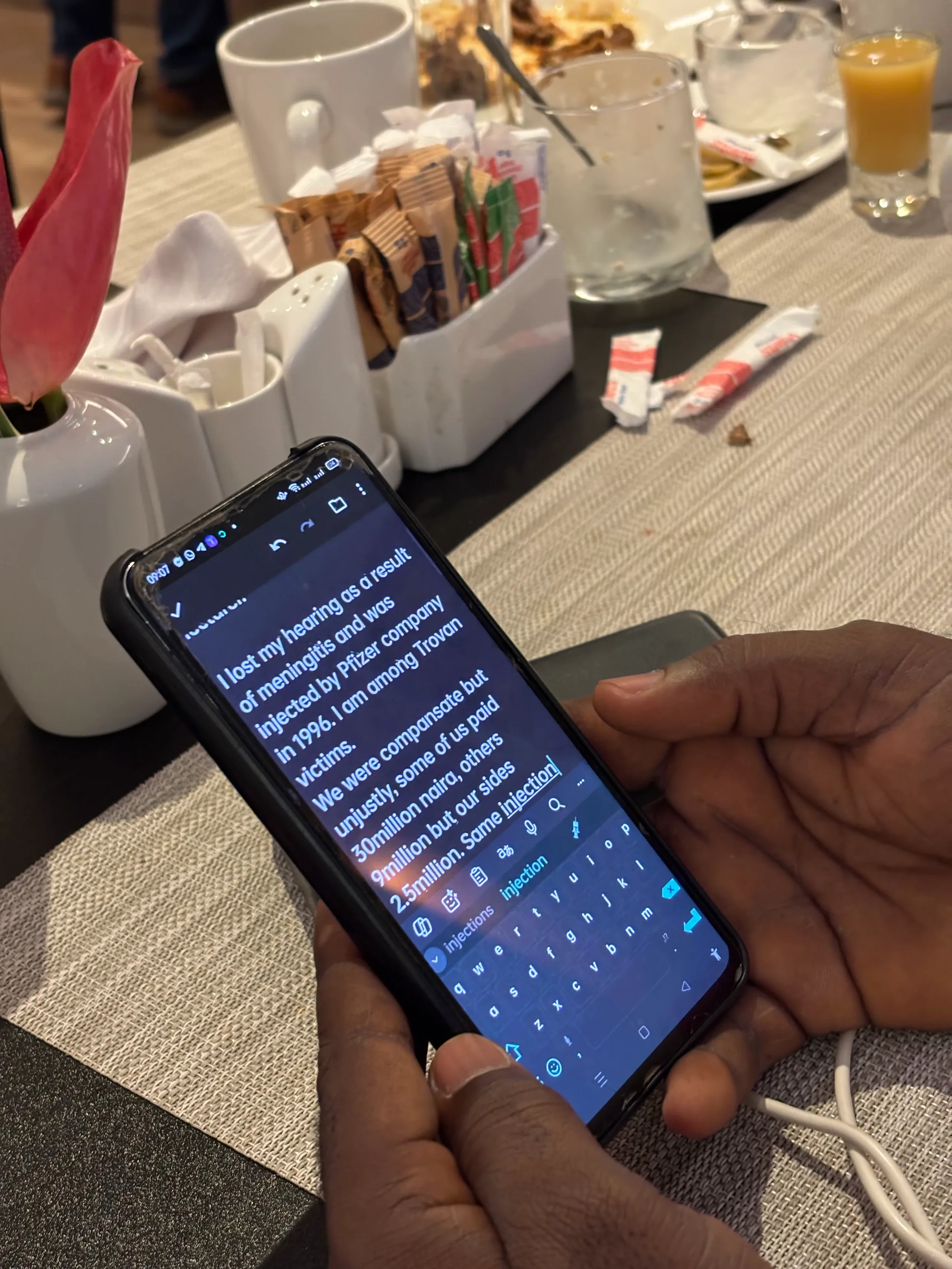 Sani was sharing his story with us using his speech to text application